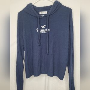 Hollister California Navy Blue Boyfriend Tee, Size Medium Crop Top With Hoodie
